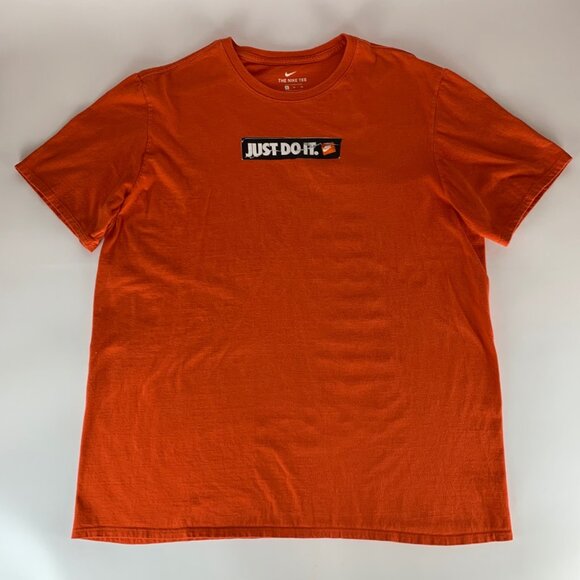 Nike Just Do It Orange Short Sleeve Crewneck Shirt Mens XL - Picture 1 of 5